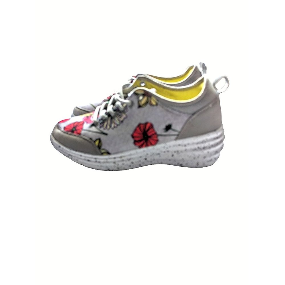 Trien shoes Floral Print on Gray  US Sz 7 EU Sz38  Wedge Sneakers - Picture 5 of 8